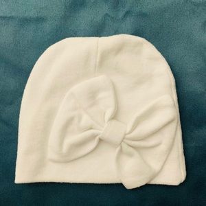 White headband bow beanie